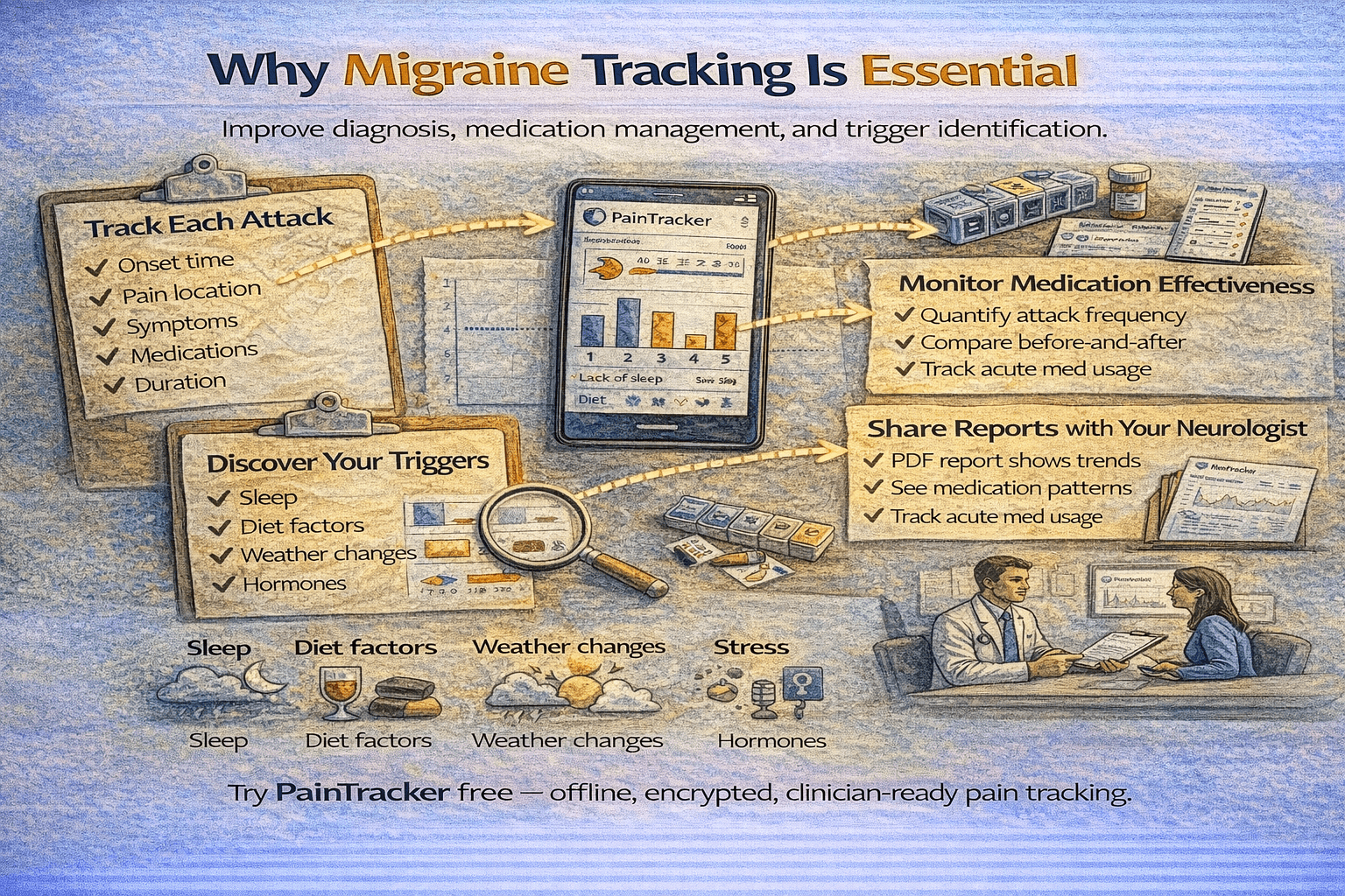 Migraine Symptom Diary: Track Attacks, Triggers, and Treatment Response